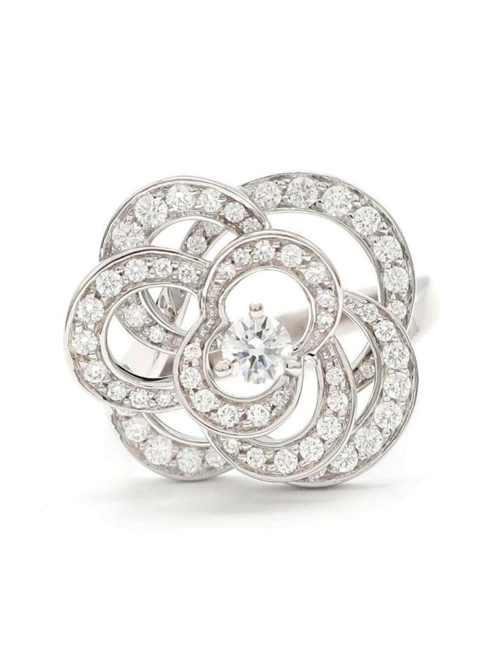 Chanel Ten Ring Camellia Diamond 750 18k White Gold
